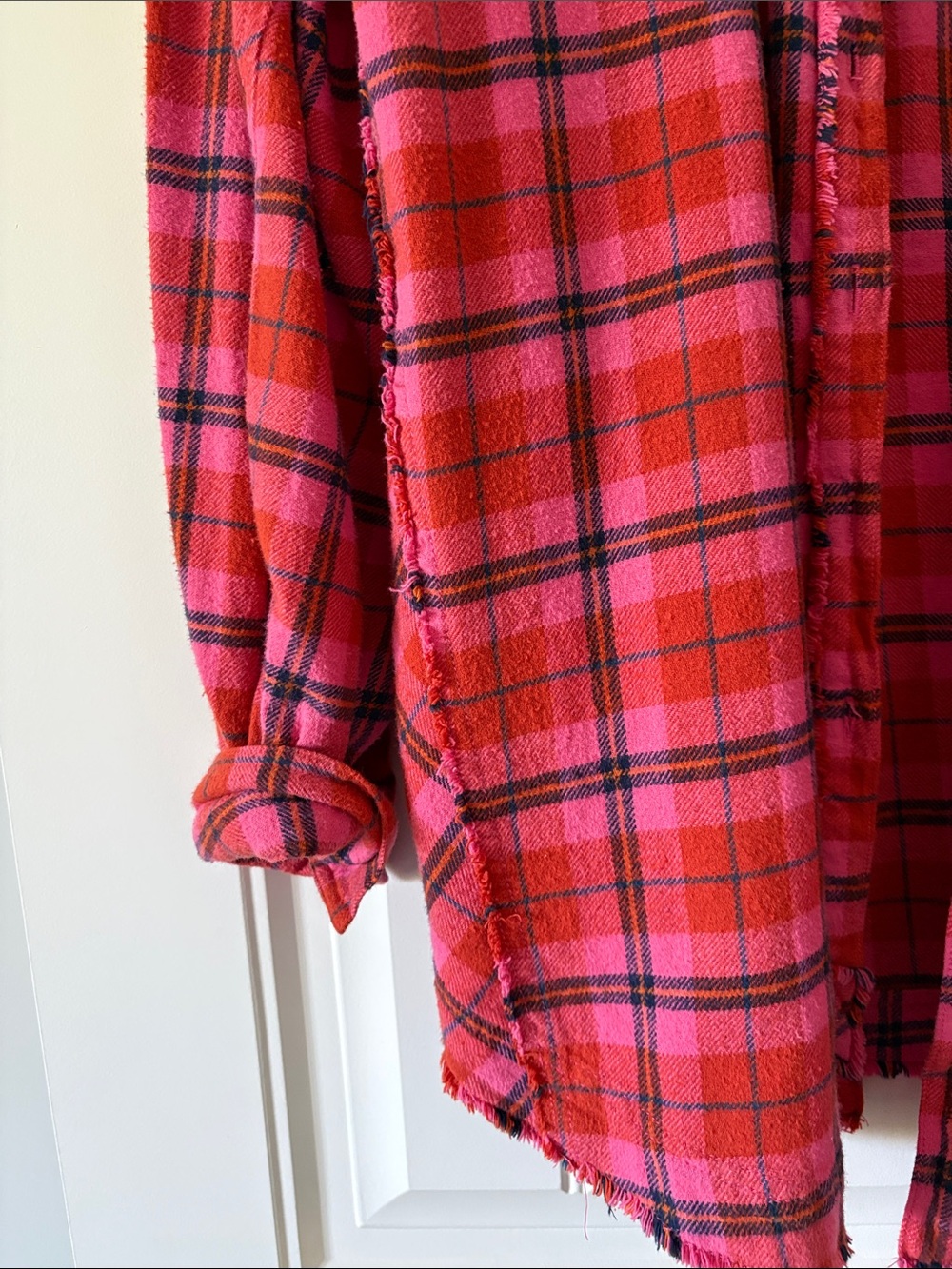 Free People Red & Pink Plaid Button-Down Shirt - Picture 2 of 7